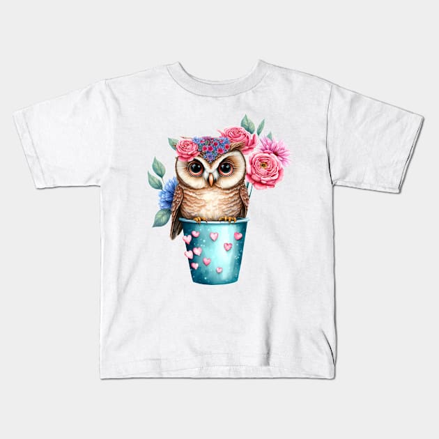 owl Blue Kids T-Shirt by abbeheimkatt